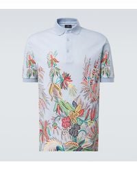 Etro - Printed Cotton Pique Polo Shirt - Lyst