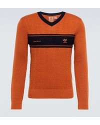 adidas V-neck Wool-blend Jumper - Orange