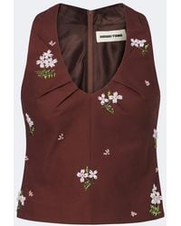 ShuShu/Tong - Embellished Halterneck Cotton Top - Lyst