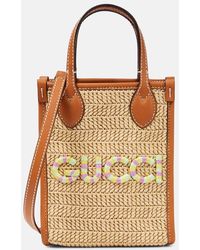 Gucci - Borsa Mini in rafia con logo - Lyst