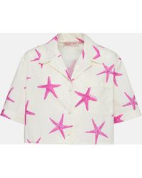 Valentino - Starfish Cropped Cotton Poplin Shirt - Lyst