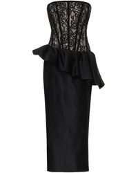 Rasario Midikleid aus Spitze und Satin - Schwarz