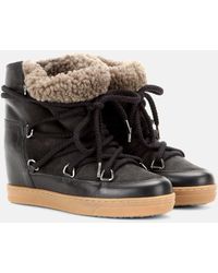 Isabel Marant - Stivaletti Nowles in pelle con shearling - Lyst