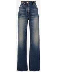Versace - Distressed High-Rise Wide-Leg Jeans - Lyst
