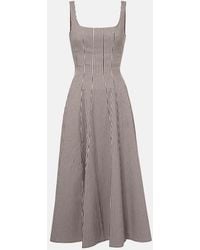 STAUD - Wells Checked Midi Dress - Lyst