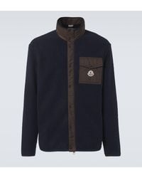 Moncler - Wool-Blend Fleece Zip-Up Cardigan - Lyst