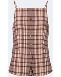 STAUD - Una Plaid Linen-Blend Top - Lyst