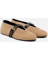 Alaïa - Woven Leather-Trimmed Ballet Flats - Lyst