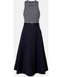 Veronica Beard - Belted Cotton-Blend Midi Dress - Lyst