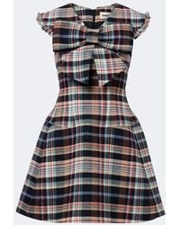 ShuShu/Tong - Checked Cotton And Wool-Blend Minidress - Lyst