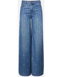 Self-Portrait - Striped Wide-Leg Jeans - Lyst