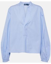 Polo Ralph Lauren - Blusa de algodon con manga globo - Lyst