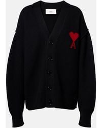 Ami Paris - Ami De Cour Virgin Wool Cardigan - Lyst