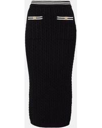 Alessandra Rich - Cable-Knit Cotton Midi Skirt - Lyst