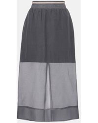 Brunello Cucinelli - Sheer Silk Midi Skirt - Lyst
