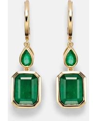 SHAY - Boucles D'Oreilles Illusion En Or 18 Ct Et Emeraudes - Lyst