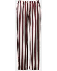 Asceno - Pantalon De Pijama Rosa De Saten De Seda - Lyst
