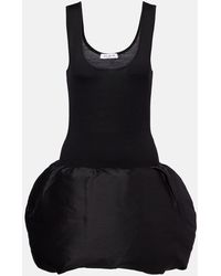 Alaïa - Vestido Corto En Mezcla De Lana Con Paneles De Plumas - Lyst