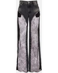 Blumarine - Low-Rise Wide-Leg Jeans Mit Spitze - Lyst