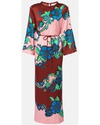 ALÉMAIS - Printed Silk Satin Maxi Dress - Lyst
