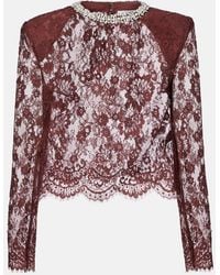 Self-Portrait - Embellished Lace Top - Lyst