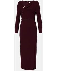 Roland Mouret - Draped Belted Wool Crepe Midi Dress - Lyst
