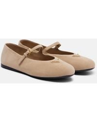 Prada - Suede Mary Jane Flats - Lyst