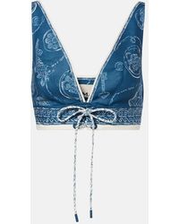 ALÉMAIS - Lucky Printed Linen Crop Top - Lyst