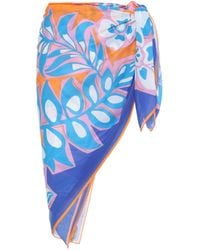Emilio Pucci Pareo de algodón estampado - Azul