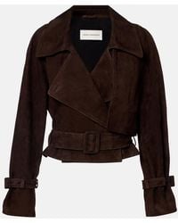 Nour Hammour - Hatti Cropped Suede Jacket - Lyst