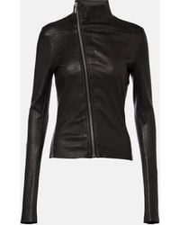 Rick Owens - Gary Asymmetric Leather And Cotton Jacket - Lyst