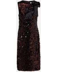 Ganni - Bow-Detail Sequined Midi Dress - Lyst