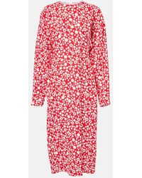 Marni - Robe Midi En Satin A Fleurs - Lyst