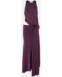 Victoria Beckham - Cutout Draped Jersey Midi Dress - Lyst
