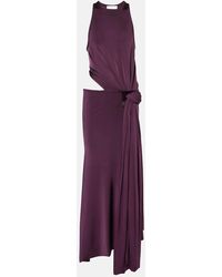 Victoria Beckham - Cutout Draped Jersey Midi Dress - Lyst