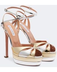 Aquazzura - Moves 130 Mirrored Leather Platform Sandals - Lyst