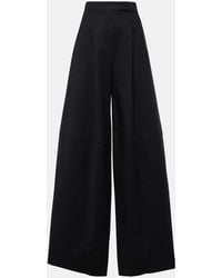 Max Mara - Pantalones Anchos De Algodon Plisados - Lyst