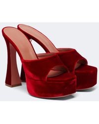 AMINA MUADDI - Dalida Velvet Platform Mules - Lyst