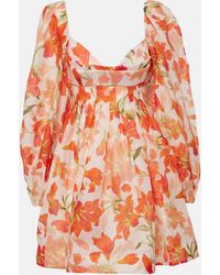 Zimmermann - Robe Tranquility en lin et soie a fleurs - Lyst