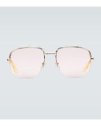 Gucci - Square Frame Metal Glasses - Lyst