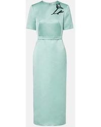 Erdem - Floral Belted Duchesse Satin Midi Dress - Lyst