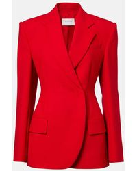 Sportmax - Blazer Cruzado De Lona Con Peplum - Lyst