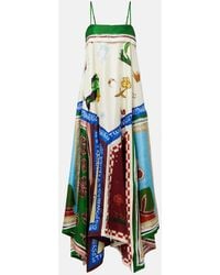 ALÉMAIS - X Mlak Tangible Love Printed Silk Midi Dress - Lyst