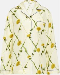 Burberry - Floral Silk Poplin Pajama Shirt - Lyst