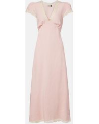 RIXO London - Bridal Clarice Lace-Trimmed Linen-Blend Midi Dress - Lyst