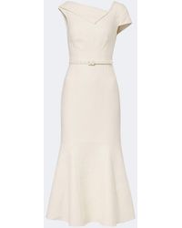 Roland Mouret - Belted Asymmetric Boucle Cocktail Dress - Lyst