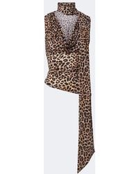 Blumarine - Draped Scarf-Detail Leopard-Print Top - Lyst
