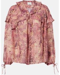 Isabel Marant - Charis Printed Ruffled Silk Blouse - Lyst