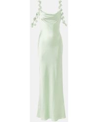 Self-Portrait - Floral-Applique Satin Gown - Lyst