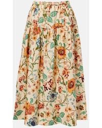 Ulla Johnson - Theodora Floral Cotton Midi Skirt - Lyst